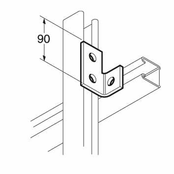 SB601 / P1038 Right Hand L Corner Bracket, Unistrut compatible, galvanised