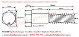 M16 x 100 Hexagon Head Bolt High Tensile Grade 8.8, Bright Zinc Plated, DIN 931
