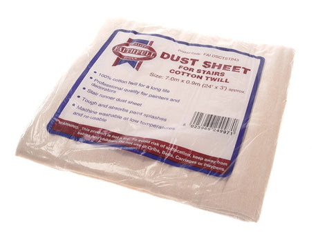 Faithfull Cotton Twill Dust Sheet 24ft x 3ft for stairs