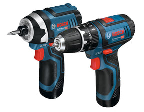 Bosch GSB12V-15 Combi & GDR 12V-105 Impact with 2 x 2.0Ah Batteries