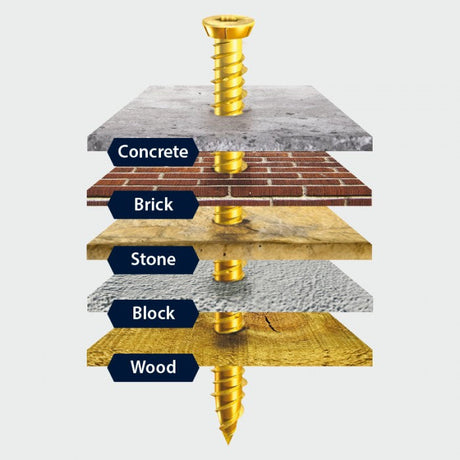 7.5 x 60mm Timco Multi-Fix Concrete screw, Zinc and Yellow, 00060TCON