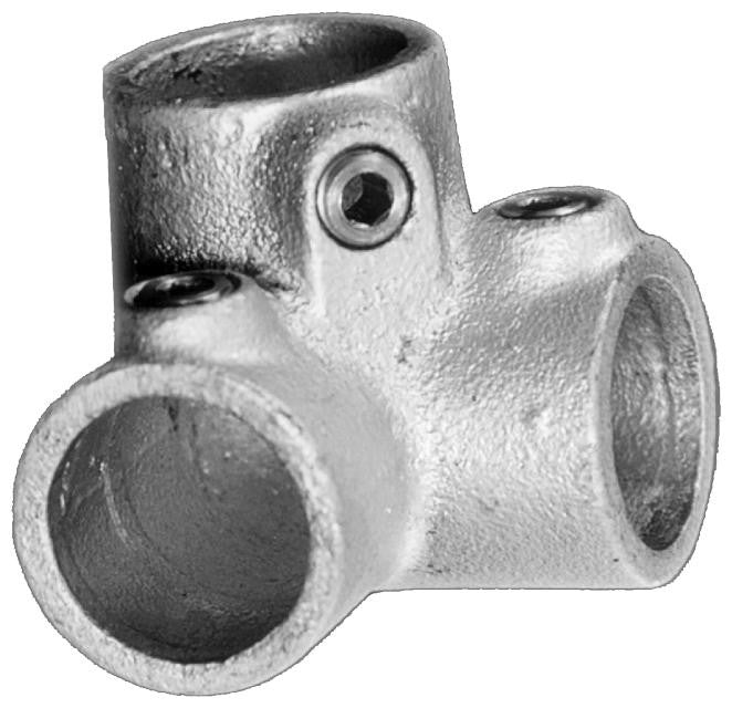 3 Way 90 degree Elbow C20 Size 5 (G20) Handrail Fitting, Galvanised 128-A27 (Kee Klamp Compatible 20-5)