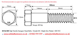 M12 x 180 Hexagon Head Bolt High Tensile Grade 8.8, Bright Zinc Plated, DIN 931