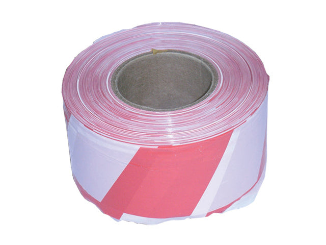 50mm x 33 Metre Red & White Hazard Adhesive Tape
