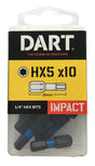 Dart 5 x 25mm Hex Impact Driver Bit (Pack of 10) DDIHX5-10