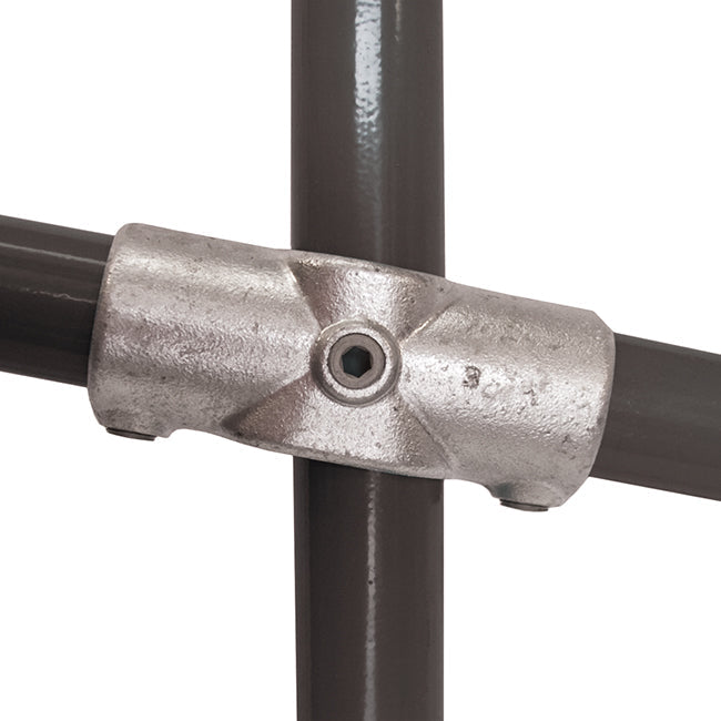 Slope 2 Socket Cross C54 Size 8 (G40) Handrail Fitting, Galvanised 156-D48 (Kee Klamp Compatible 89-8)