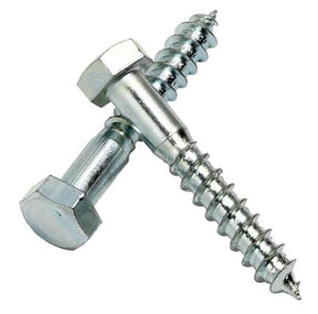 M10 x 50 Mild Steel Hexagon Head Coach Screw Bright Zinc Plated, DIN 571