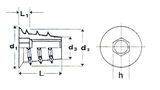M6 x 25mm Type D Flanged Timber Insert Nut (6mm Key), Bright Zinc Plated or Yellow Plated