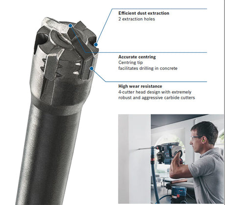 M22 x 620mm SDS-max-9 Bosch Speed Clean Hollow Bit 2 608 576 296