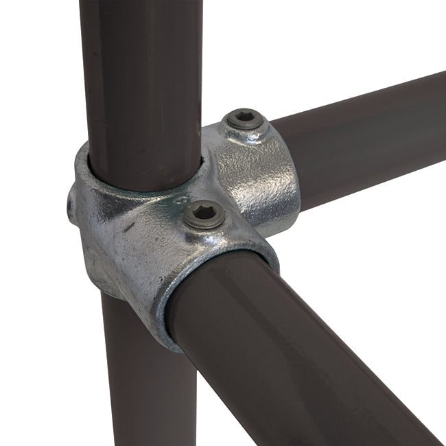 Corner C/W Through Tube C21 Size 7 (G32) Handrail Fitting, Galvanised 116-C42 (Kee Klamp Compatible 21-7)