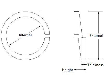 M27 Mild Steel Square Section Single Coil Spring Washer, Galvanised