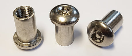 M4 x 10 Resistorx Button Head 6 Lobe Pin Barrel Nut, TX-20H Stainless Steel A2