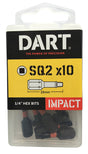 Dart No2 x 25mm Square Hex Impact Driver Bit (Pack of 10) DDISQ2-10
