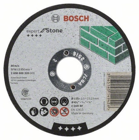 Bosch 115 x 22.2 x 2.5mm (4 1/2" x 1/8" x 7/8") Stone Flat Cutting Disc 2608600320