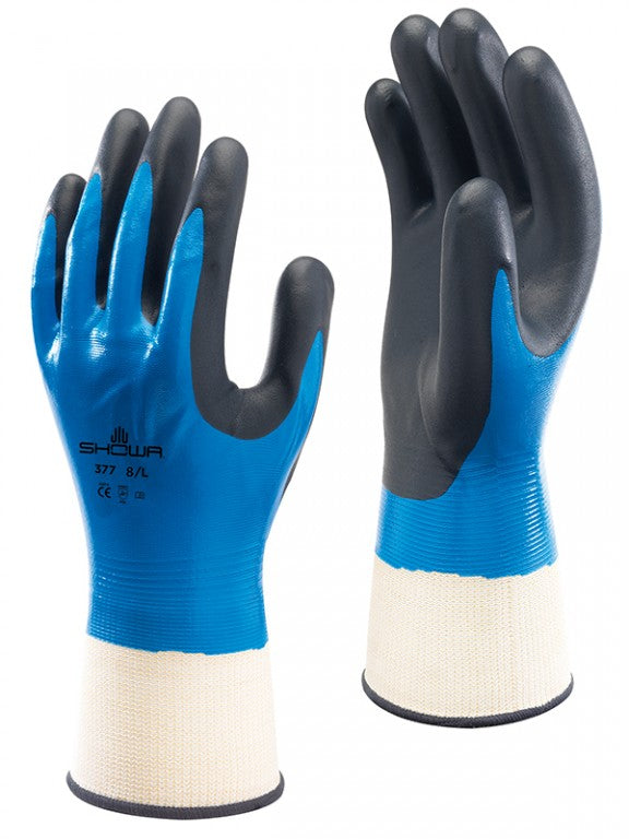 Size 7 (M) Showa 377 Foam Nitrile Grip Wet / Dry Gloves SHO3772 (1 pair)