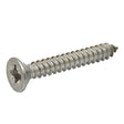 10 x 2" (4.8 x 50mm) Countersunk Pozi No.2 AB Self Tapping Screw Stainless Steel A2 (304)