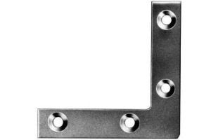 6"x6" Flat Corner Plate, Bright Zinc Plated