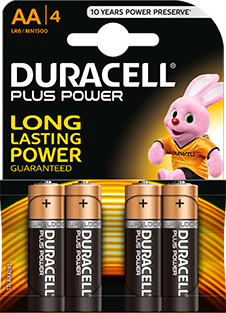 AA Duracell Plus Alkaline Batteries (Pack of 4) LR6 / MN1500