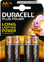 AA Duracell Plus Alkaline Batteries (Pack of 4) LR6 / MN1500