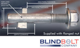 M12 x 180mm Blind Bolt, Hot Dipped Galvanised (80-140mm grip range) 13mm Hole Diameter BB12180HDG