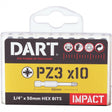 Dart PZ1 x 50mm Impact Driver Bits, Box of 10