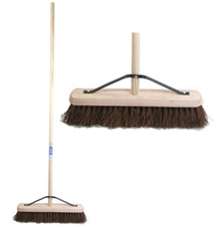 24" Stiff Bassine Broom with Wooden Handle