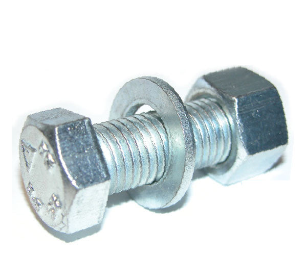 M12 x 50 Hexagon Head Set, Nut & Washer (Assembled Bolt) Grade 8.8 Bright Zinc Plated. CE Approved BS/EN15048