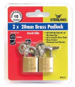 20mm Single Locking Brass Padlock (Pack of 2 with 4 keys)