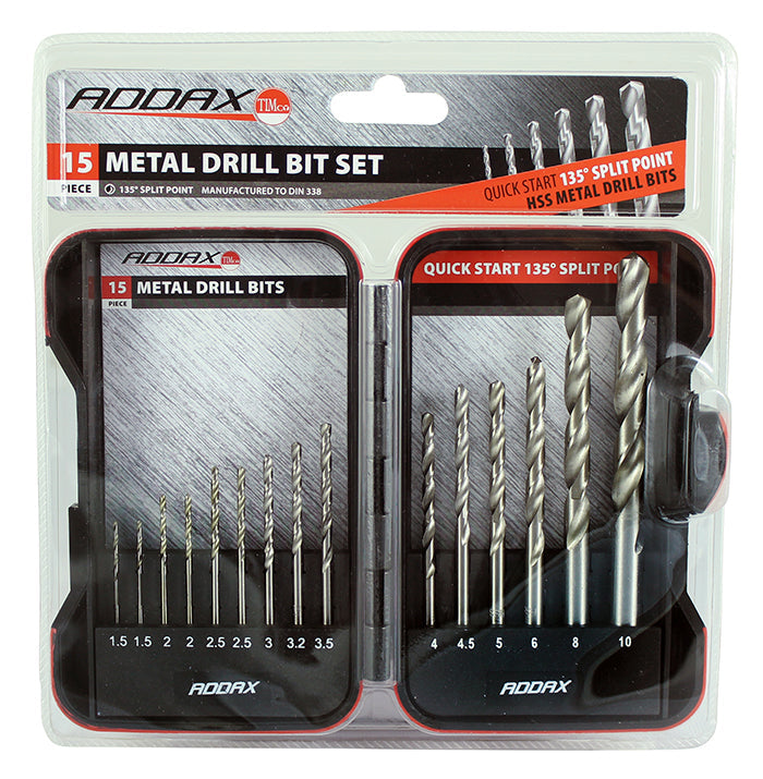 Addax Timco 15 Piece HSS Metal Drill Bit Set HSS15SET