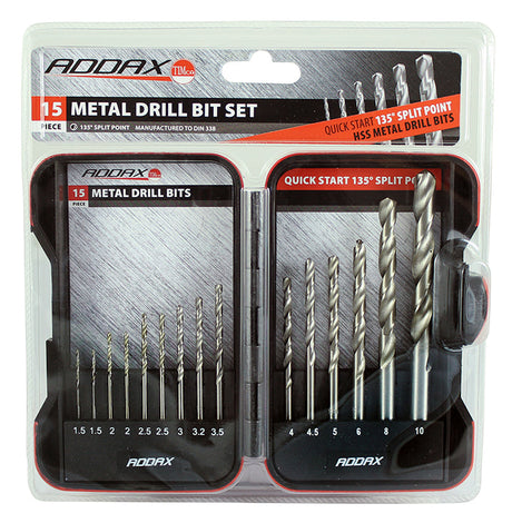 Addax Timco 15 Piece HSS Metal Drill Bit Set HSS15SET