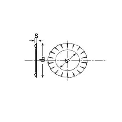 M6 External Overlap Lock Washer, Steel Bright Zinc Plated, DIN 6797J