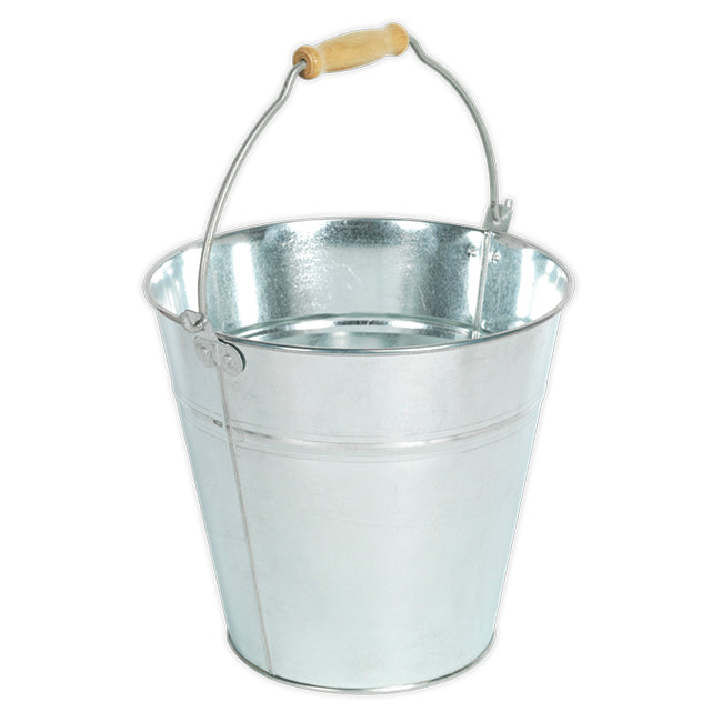Galvanised 10 Litre Bucket with Wooden Handle BM10