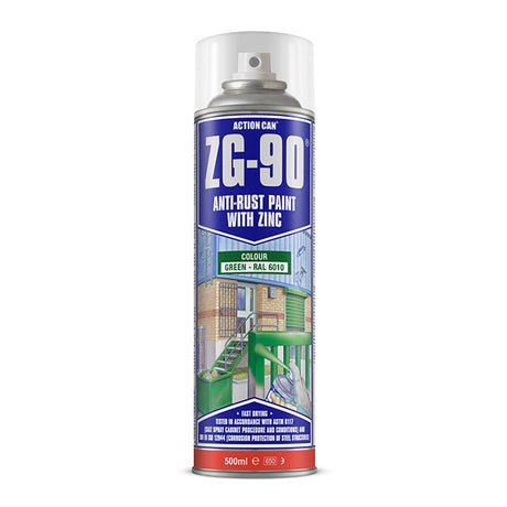 Green ZG-90 Galvanised Aerosol Spray Paint 500ml ACTION CAN 1937