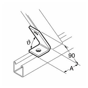SB536 / P2108 60 Degree Acute Angle Bracket, Unistrut compatible, galvanised