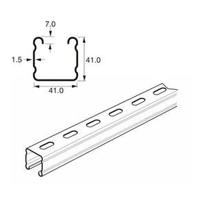 Deep Slotted Channel Light Gauge x 3 Metre, 41mm x 41mm x 1.5mm, Mild steel pre-galvanised.  Unistrut compatible P2000TX3  SC413/3M