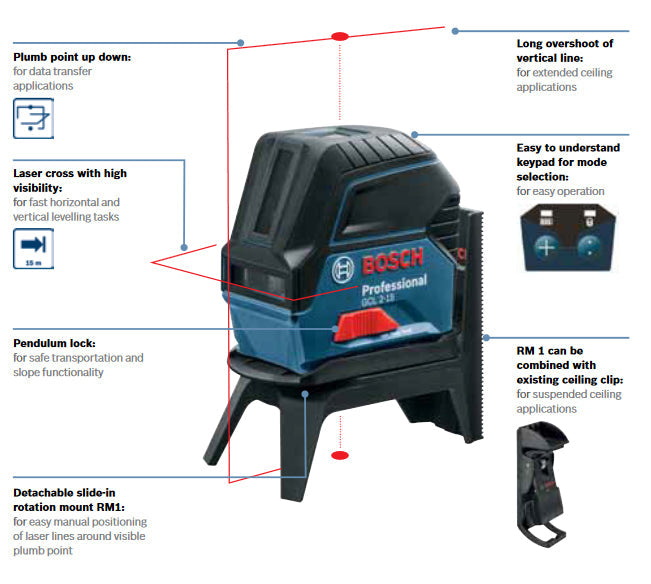 Bosch GCL2 15M Combi Laser with Accessories in carry case GCL215C