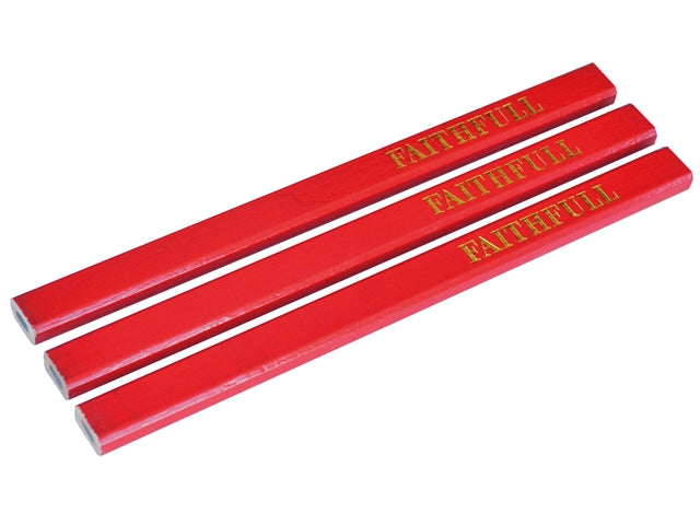 Red / Medium Lead Carpenters Pencils (Pack of 3) FAICPR