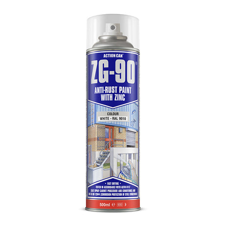 White ZG-90 Galvanised Aerosol Spray Paint 500ml ACTION CAN 1936