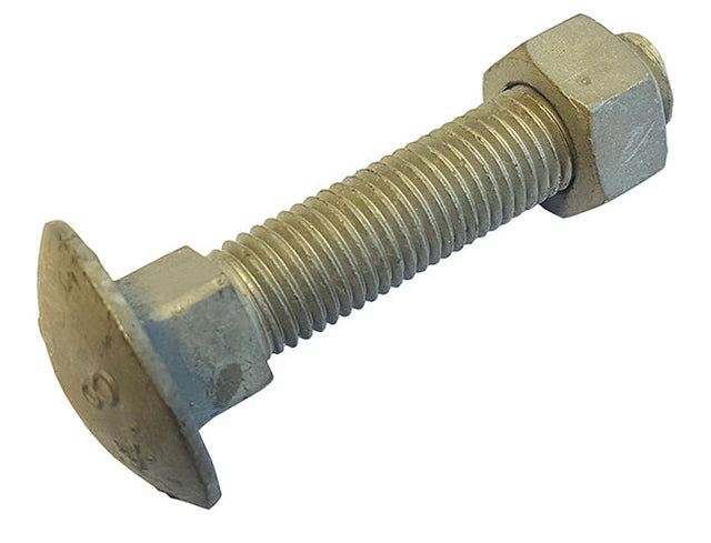 M16 x 80 Galvanised Carriage / Coach / Cup Square Bolts with Nuts DIN 603/934