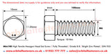 M6 x 100 Hexagon Head Set Screws High Tensile Grade 8.8 Bright Zinc Plated, DIN 933